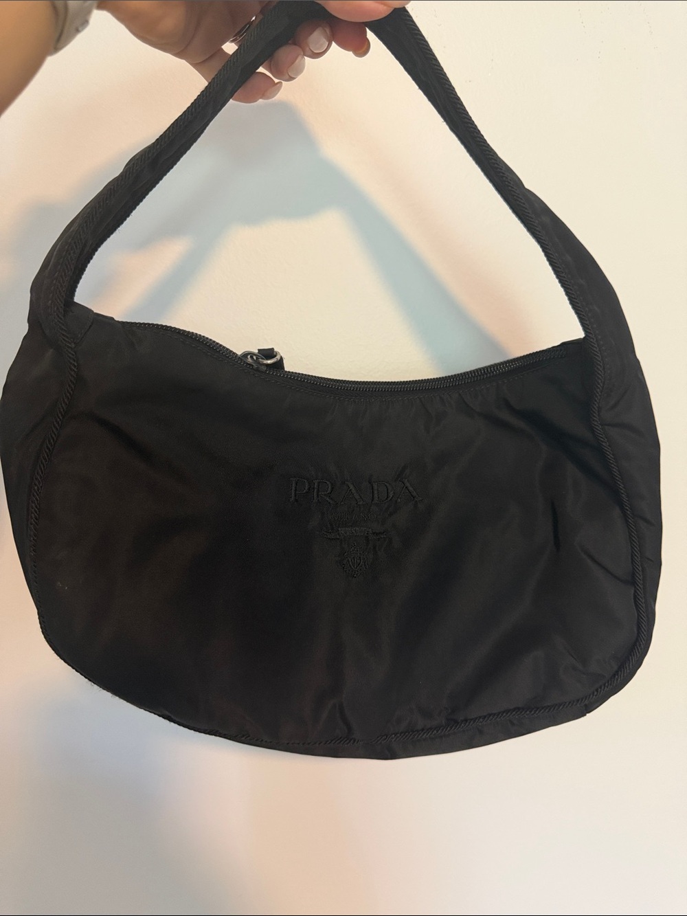 Prada Black Nylon Hobo Shoulder Bag
